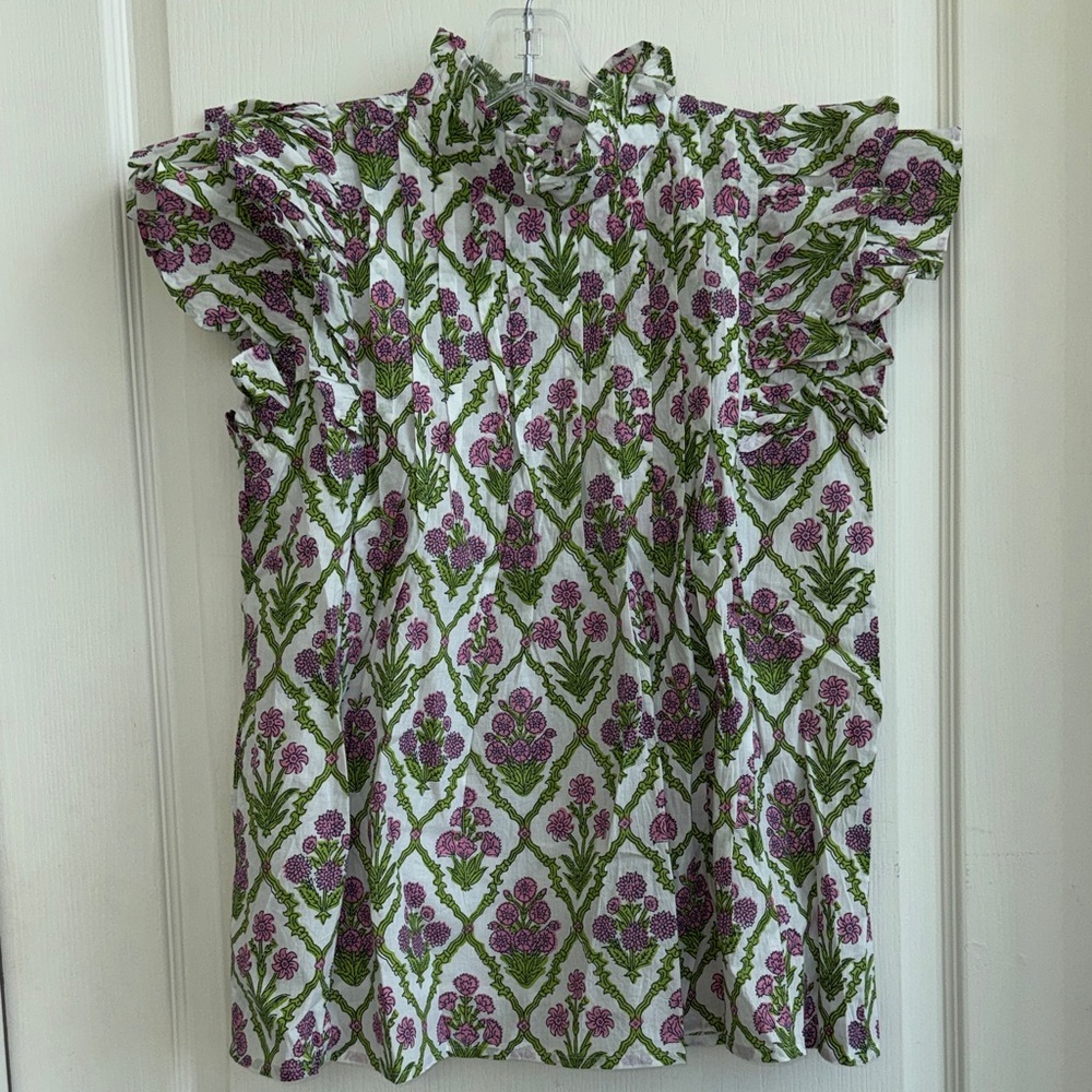 Floral Ruffle Sleeve Blouse
